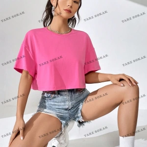 Crop CKOD-232913 Yazılı Baskılı Yuvarlak Yaka Oversize Kısa Kollu Yaza Uygun Kadın