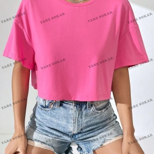 Crop CKOD-232913 Yazılı Baskılı Yuvarlak Yaka Oversize Kısa Kollu Yaza Uygun Kadın