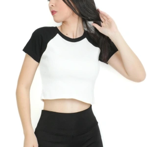 Crop yaka patlı reglan kol