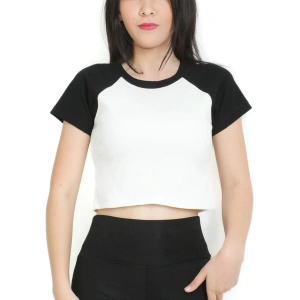 Crop yaka patlı reglan kol