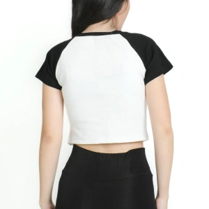 Crop yaka patlı reglan kol