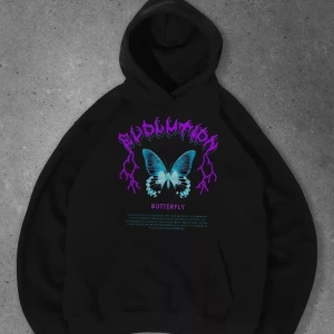 Cupla Unisex Butterfly Sweatshirt Siyah