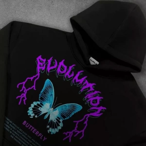 Cupla Unisex Butterfly Sweatshirt Siyah