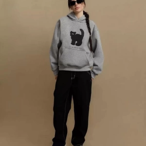 Cupla Unisex Cat That Walks By Itself Sweatshirt Gri