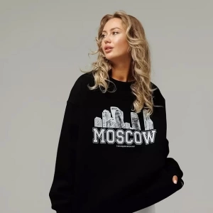 Cupla Unisex Moscow Bisiklet Yaka Sweatshirt Siyah