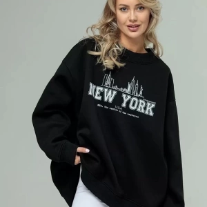 Cupla Unisex Moscow Bisiklet Yaka Sweatshirt Siyah