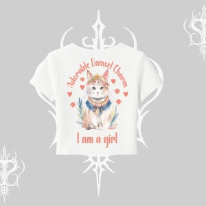 Cute Princess Kedi Tasarımlı Arka Baskılı Babby Tee Tshirt