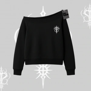 Cute Princess Kedi Tasarımlı Arka Baskılı Kayık Yaka Sweatshirt