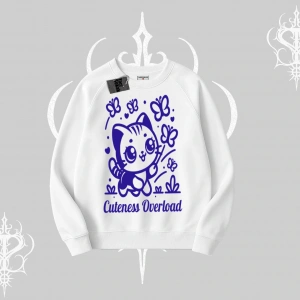 Cuteness Overload Kedi Baskılı Biskilet Sweatshirt