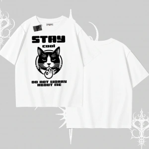 Cuteness Overload Kedi Baskılı Kayık Yaka Sweatshirt