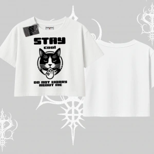 Cuteness Overload Kedi Baskılı Kayık Yaka Tshirt