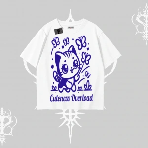 Cuteness Overload Kedi Baskılı Oversize Tshirt