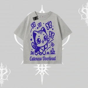 Cuteness Overload Kedi Baskılı Oversize Tshirt