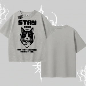 Cuteness Overload Kedi Baskılı Oversize Tshirt