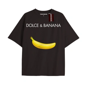 D BANANA Unisex Oversize Yazılı Tshirt SİYAH