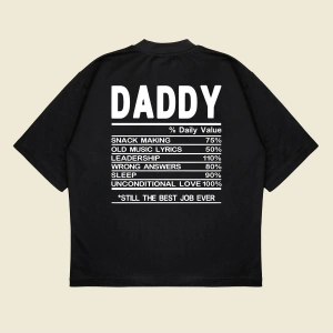 Daddy Baskılı Oversize Unisex Pamuklu Nefes Alan Kalın Kumaşlı