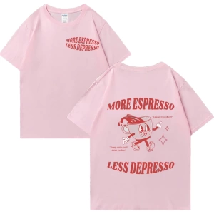 Daha Espresso az Depresso Meme T shirt komik erkek kadın Vintage karikatür T-shirt Pop Art pa