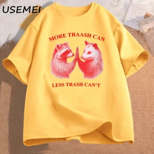 Daha fazla çöp tenekesi daha az çöp tenekesi t T-shirt pamuk boy erkek giyim grafik Tees Unis 3002