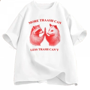Daha fazla çöp tenekesi daha az çöp tenekesi t T-shirt pamuk boy erkek giyim grafik Tees Unis 3002