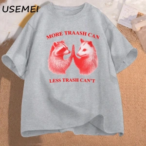Daha fazla çöp tenekesi daha az çöp tenekesi t T-shirt pamuk boy erkek giyim grafik Tees Unis 3002