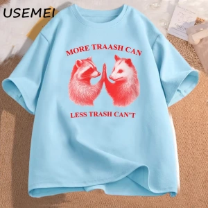 Daha fazla çöp tenekesi daha az çöp tenekesi t T-shirt pamuk boy erkek giyim grafik Tees Unis 3002
