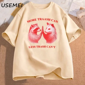 Daha fazla çöp tenekesi daha az çöp tenekesi t T-shirt pamuk boy erkek giyim grafik Tees Unis 3002