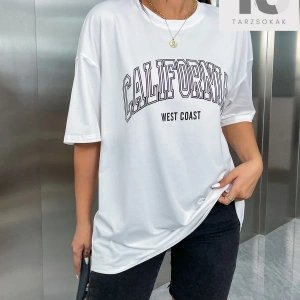 Damla Omuz Harfli Grafik Tişört