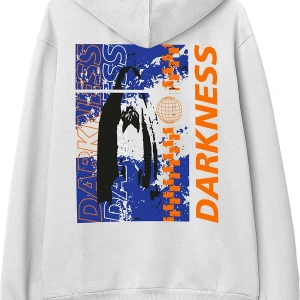 Darkness Beyaz Oversize Unisex Kapüşonlu Sweatshirt Hoodie