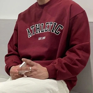 DAZY Cotton Letter Graphic Drop Shoulder Sweatshirt Bordo