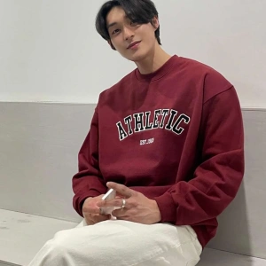 DAZY Cotton Letter Graphic Drop Shoulder Sweatshirt Bordo