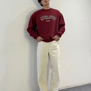 DAZY Cotton Letter Graphic Drop Shoulder Sweatshirt Bordo