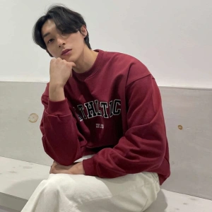 DAZY Cotton Letter Graphic Drop Shoulder Sweatshirt Bordo