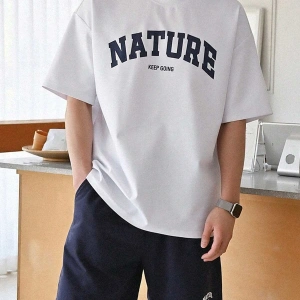 DAZY Erkek Harfli Grafik Düşük Omuzlu Bel Şortu