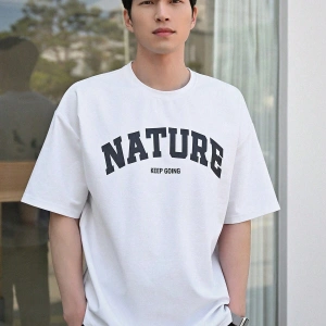 DAZY Erkek Harfli Grafik Düşük Omuzlu Bel Şortu