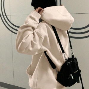 DAZY Harfli Grafik Düşük Omuz Oversize İpli Kapüşonlu Üst Bej