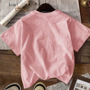 DAZY Kadın Bol Kesim Yuvarlak Yaka Kısa Kollu Tişört Büyük Harf Baskılı, Pembe, İlkbahar/Yaz