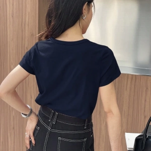 DAZY Kadın Düz Renk Kalp Nakışlı Kısa Kollu Tişört Yaz
