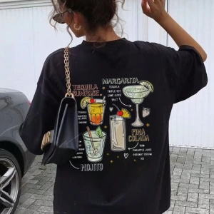 DAZY Kadın Grafik Baskılı Bol Beyaz Kısa Kollu Tişört, İlkbahar/Yaz