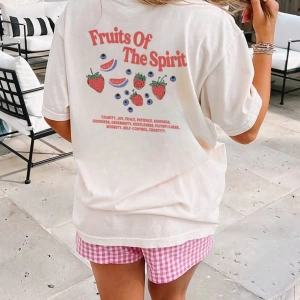 DAZY Kadın Yaz Slogan Baskılı Yuvarlak Yaka Düşük Omuz Bol Günlük Tişört