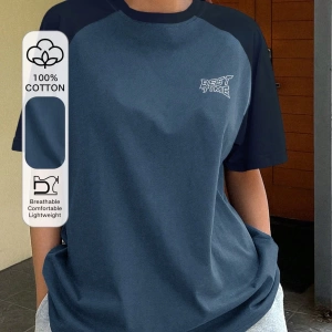 DAZY Kontrast Mektup Baskılı Raglan Kısa Kollu Tişört