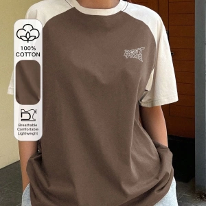 DAZY Kontrast Mektup Baskılı Raglan Kısa Kollu Tişört