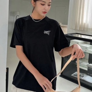 DAZY Kontrast Mektup Baskılı Raglan Kısa Kollu Tişört