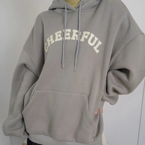 Dazy-Less Letter Graphic Drop Shoulder Drawstring Hoodie Without Tee Gri