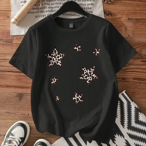 Dazy-Less Loose Düz Renk Günlük Kısa Kollu Kadın Tişörtü