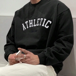 DAZY Letter Graphic Drop Shoulder Sweatshirt Siyah