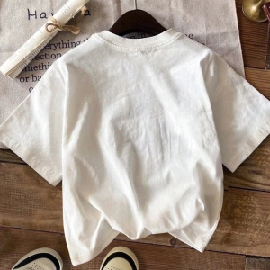 DAZY Loose Casual Letter Print Oversize Kadın Yuvarlak Yaka Düşük Omuz Tişört