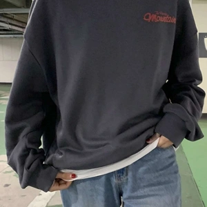 DAZY Mountain And Slogan Graphic Drop Shoulder Sweatshirt Gri