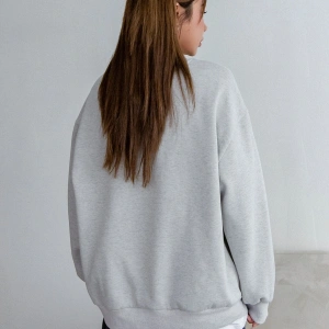 DAZY Slogan Embroidery Drop Shoulder Pullover Gri