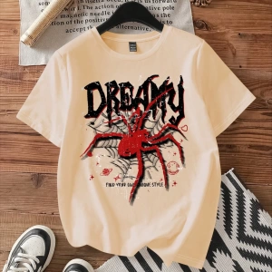 DAZY Slogan Grafik Düşük Omuz Tişört