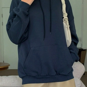 Dazy Star Sloganlı ve Kelebek Baskılı Düşük Omuzlu Kapüşonlu Üst MAVİRENK